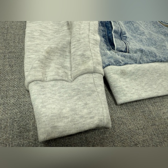 Justice Blue and Gray Bomber Jacket with Floral Design, Embroidery 0079 - Picture 9 of 11